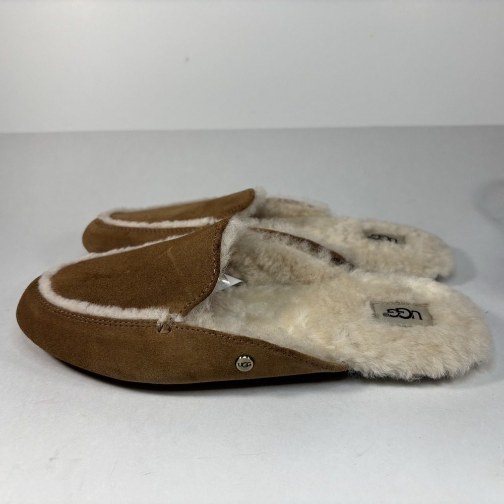 UGG Women's Lane Slipper in Chestnut Suede and Sheepskin Size 8‎ Slide